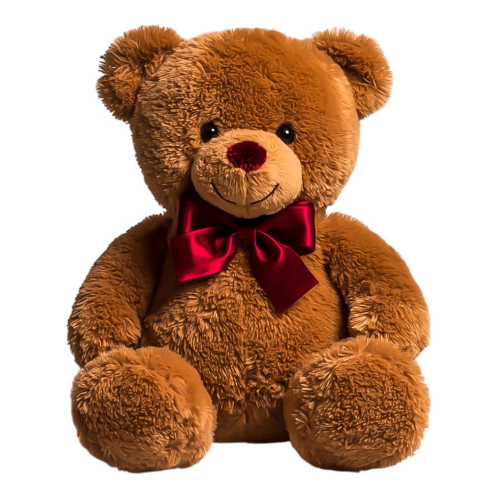 Soft Plush Bear Toy with Red Bow png