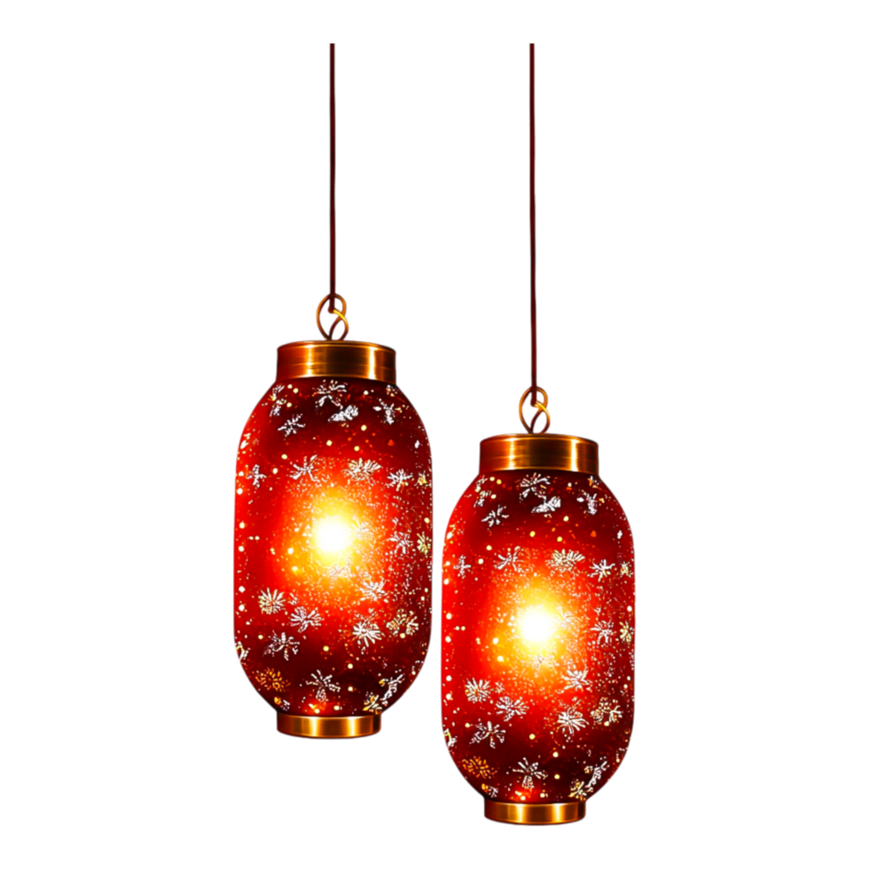 Elegant Red Lanterns with Snowflake Design for Festive Decor png
