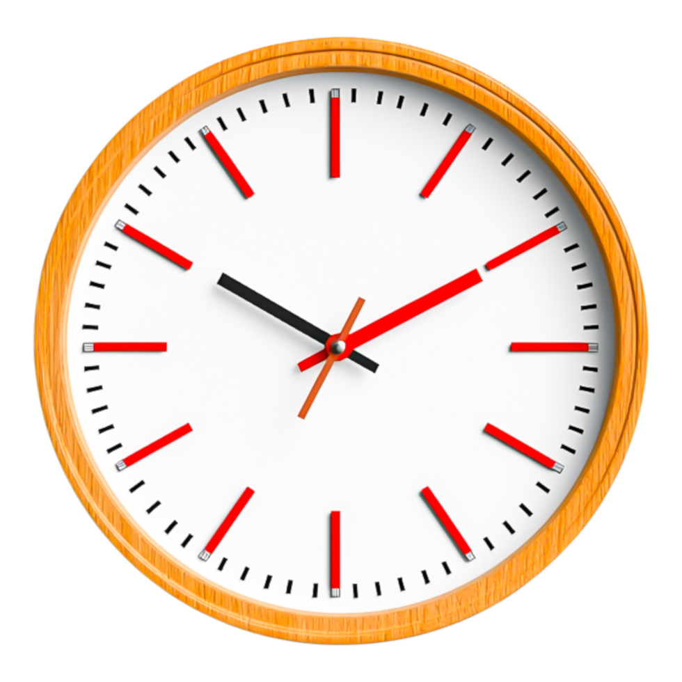 Modern Wall Clock with Minimalist Design and Bright Accents png