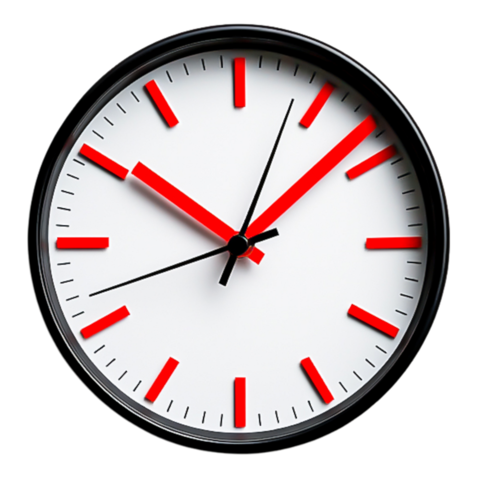 Modern Wall Clock with Red Accents png
