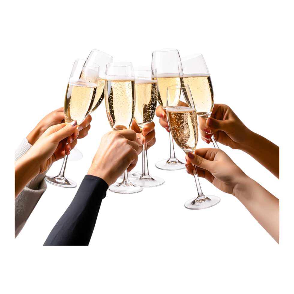 Celebration Toast with Champagne Glasses in a Joyful Gathering png