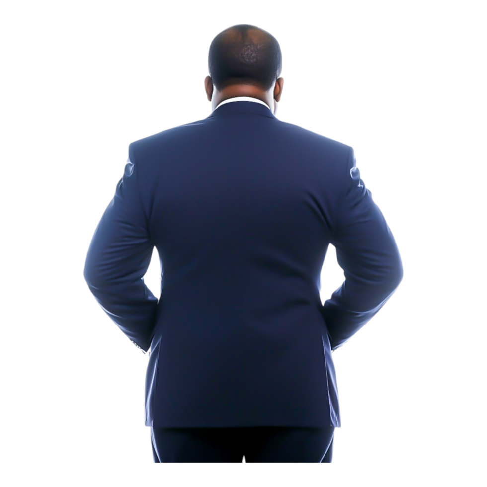 Man in Suit Facing Away with Professional Attitude and Confidence png