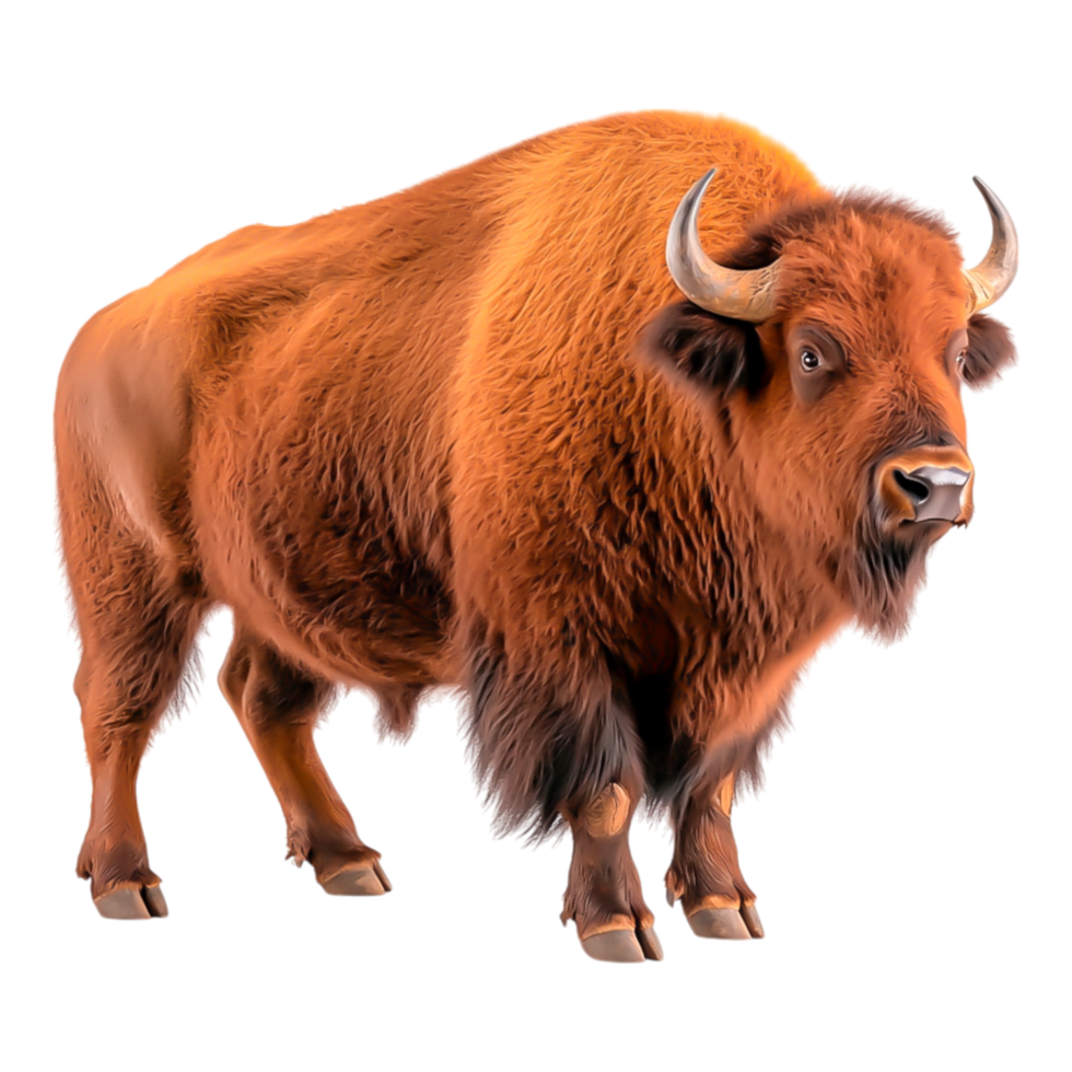 Majestic Bison Standing in a Natural Habitat Surrounded by Grass png