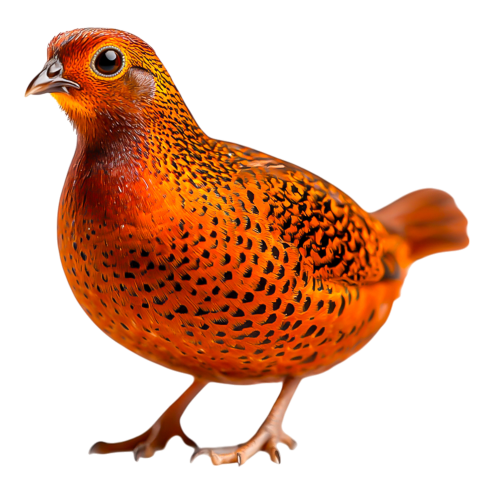 Vibrant Orange Bird with Distinctive Feather Patterns png