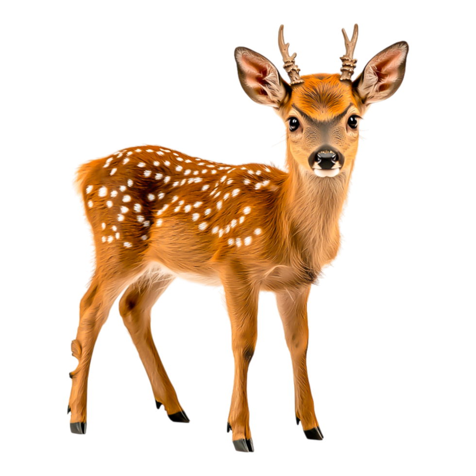 Young Male Deer with Spots Standing Gracefully in Nature png
