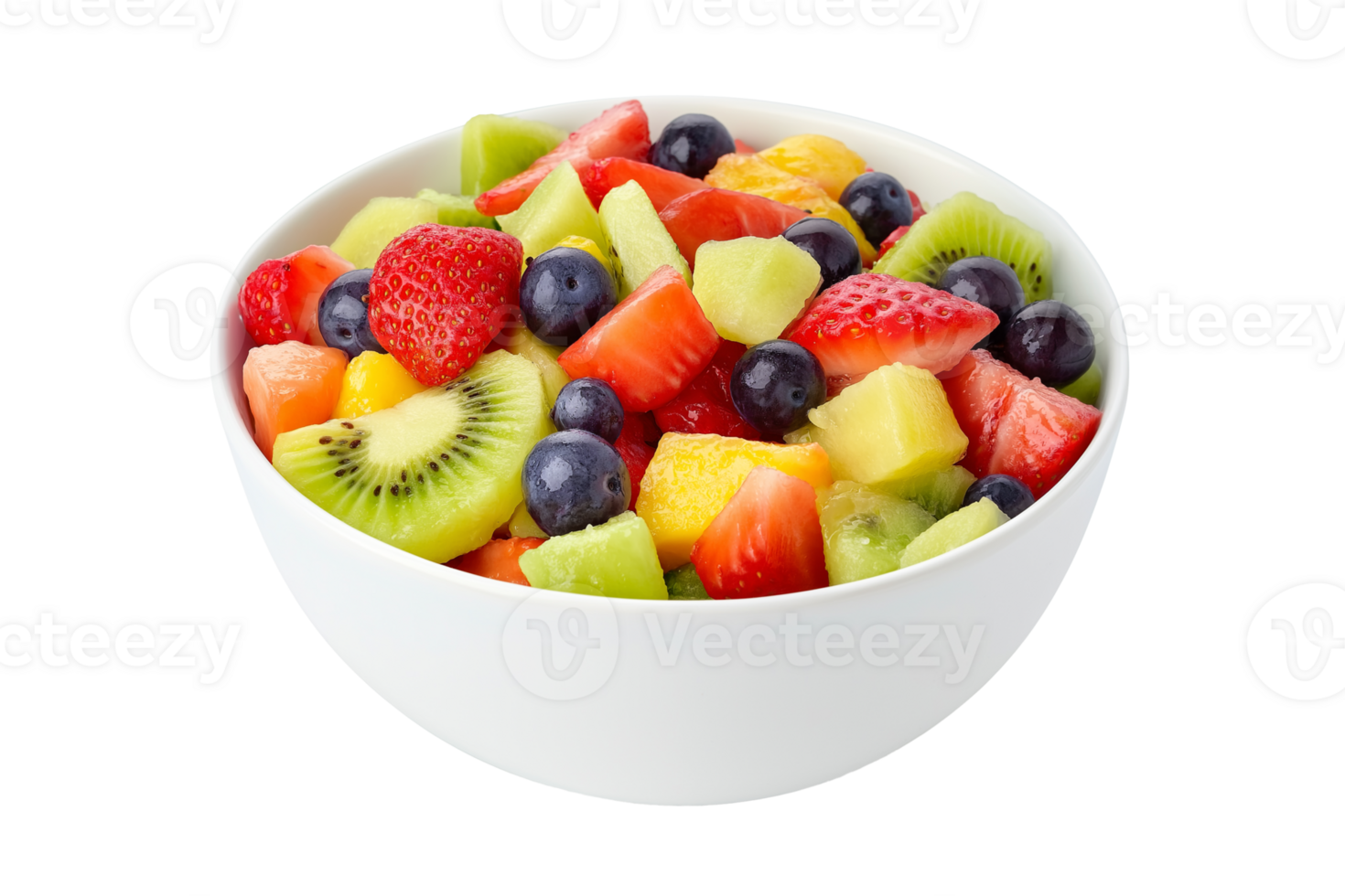 Delicious Fresh Fruit Salad Bowl Kiwi Strawberry Blueberry Mango Healthy Eating png