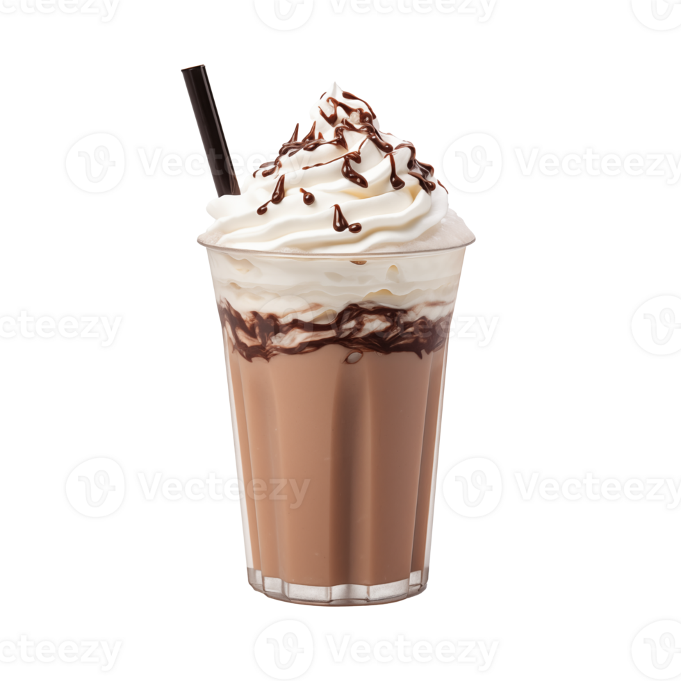 Delicious Chocolate Iced Coffee Drink with Whipped Cream png