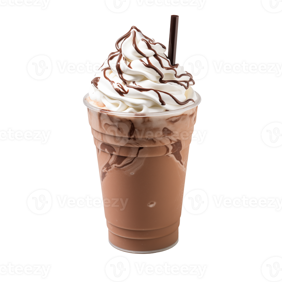 Iced Chocolate Drink Whipped Cream Chocolate Drizzle Refreshing Summer Beverage png