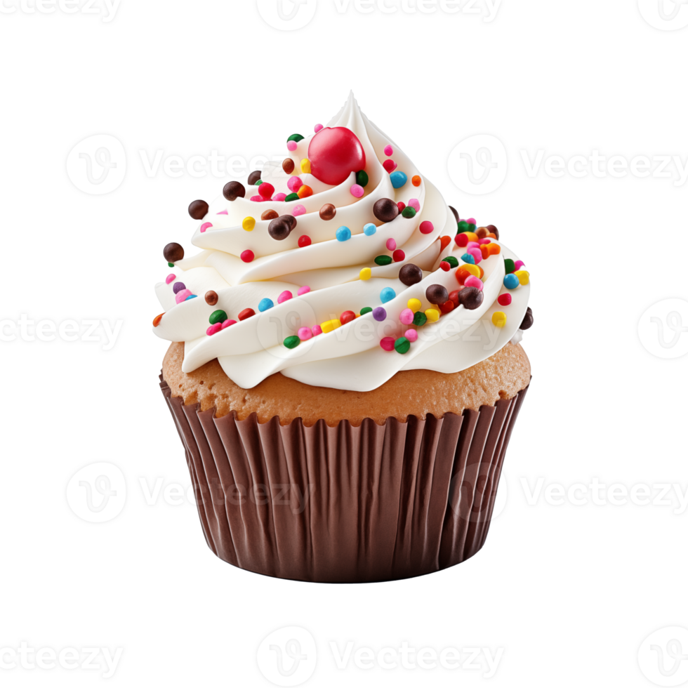 Delicious Birthday Cupcake with Sprinkles and Creamy Frosting png