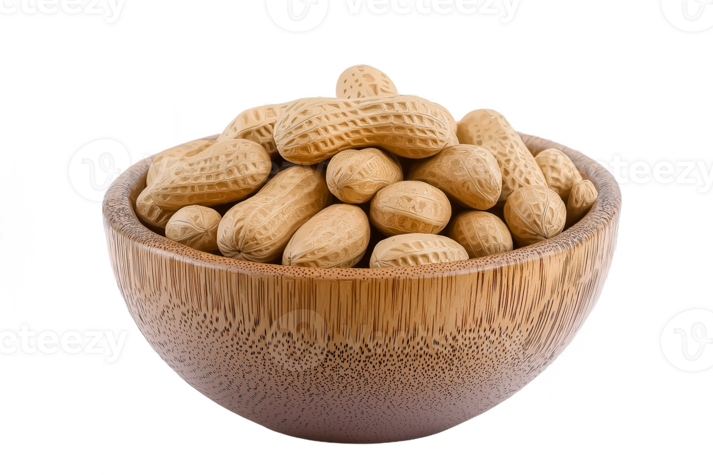 Roasted Peanuts in Wooden Bowl Healthy Snack Food Photography png