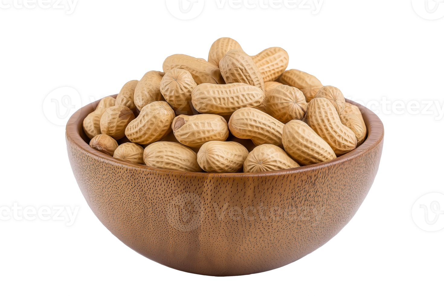 Wooden Bowl of Peanuts Shelled Roasted Snack Food Agriculture Healthy Organic Nuts Delicious Brown png