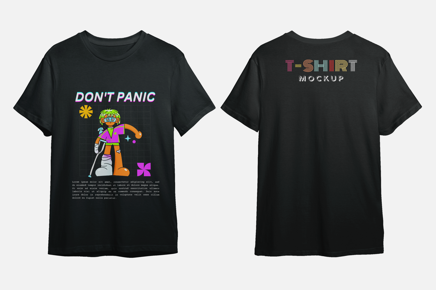 Front Back View T-Shirt Mockup psd