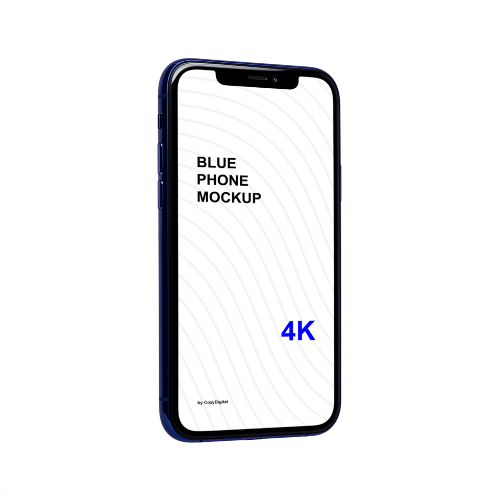 Blue smartphone mockup on white background psd