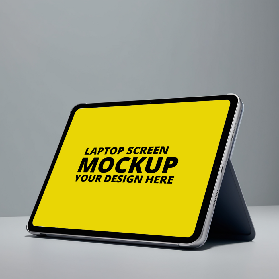 Tablet mockup with blank screen. Silver tablet display psd