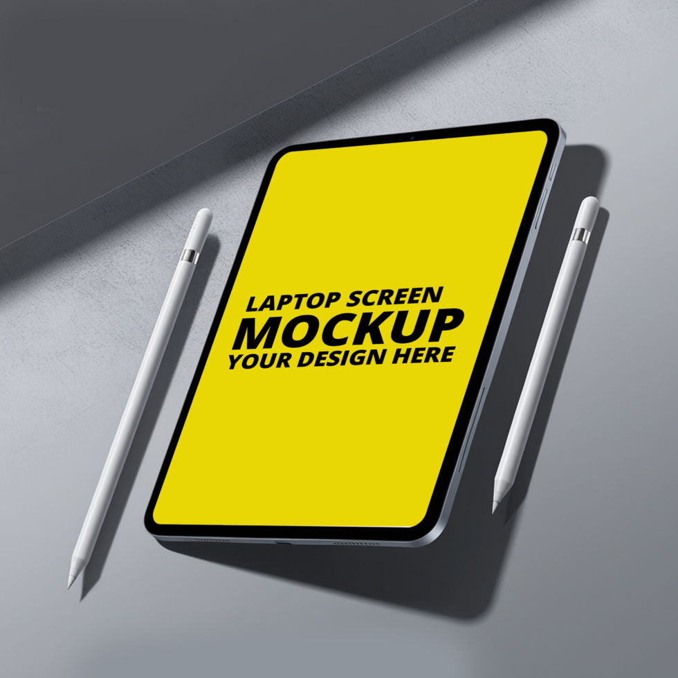 tablet pad pro 13 inch tablet display screen gadget mobile device with digital pencil responsive realistic mockup design template psd