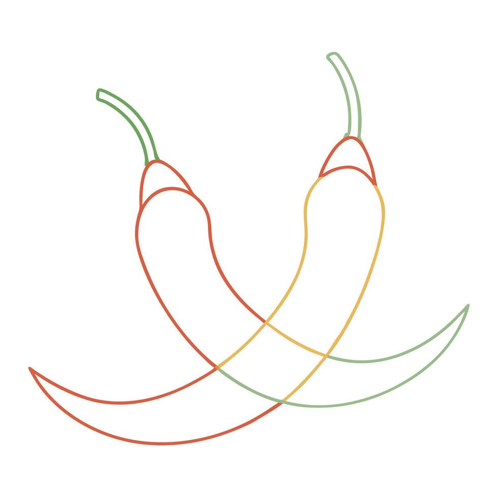 Two hot peppers illustration outline vector