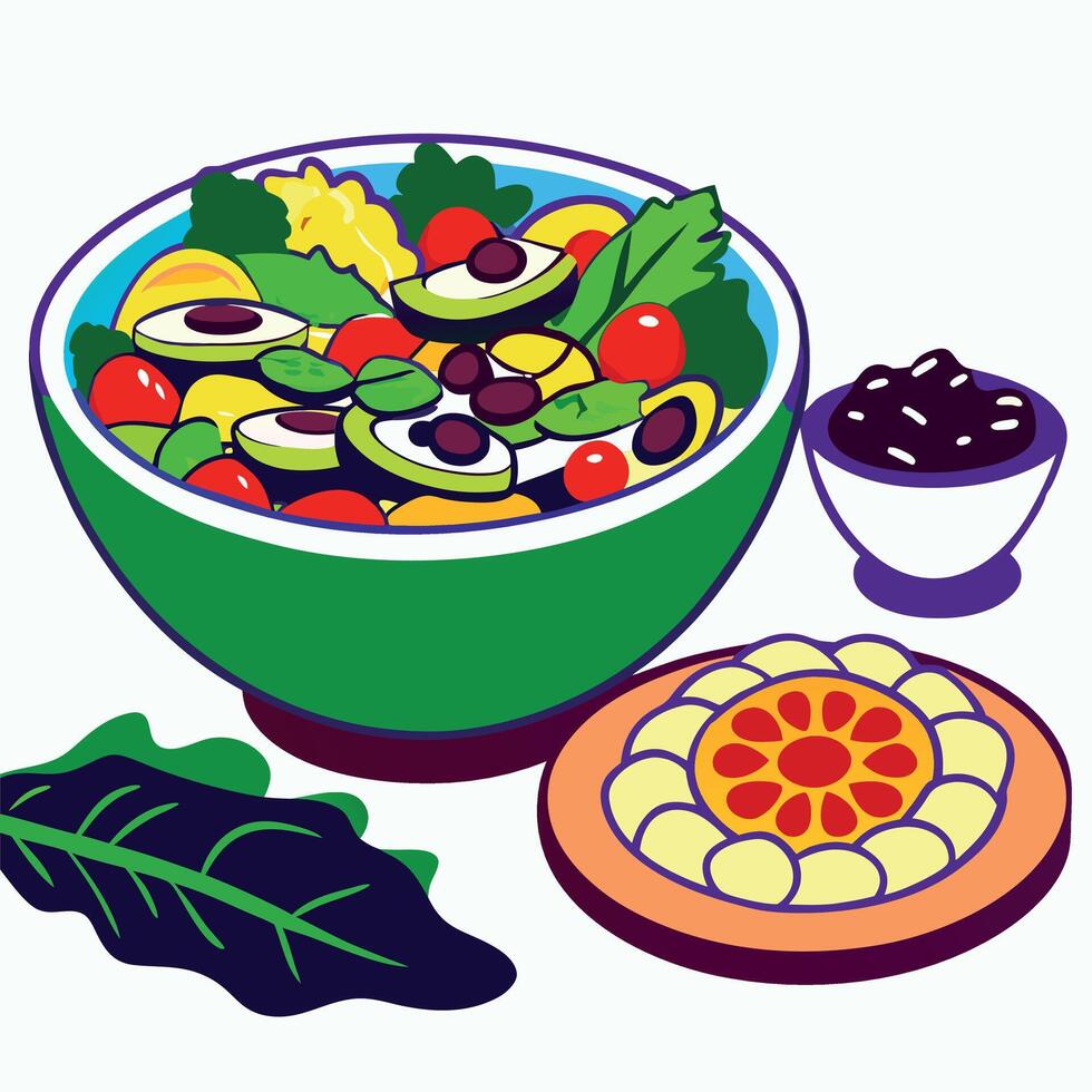 Healthy vegetarian meal illustration vector