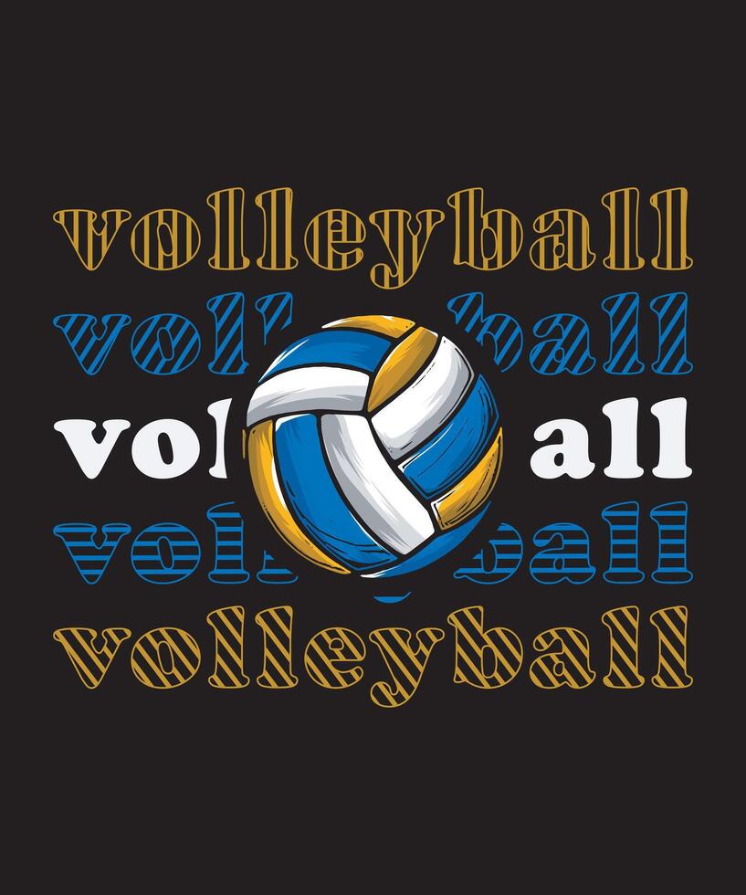 Volleyball Graphics Design With Volleyball Text and Volleyball Three Color vector
