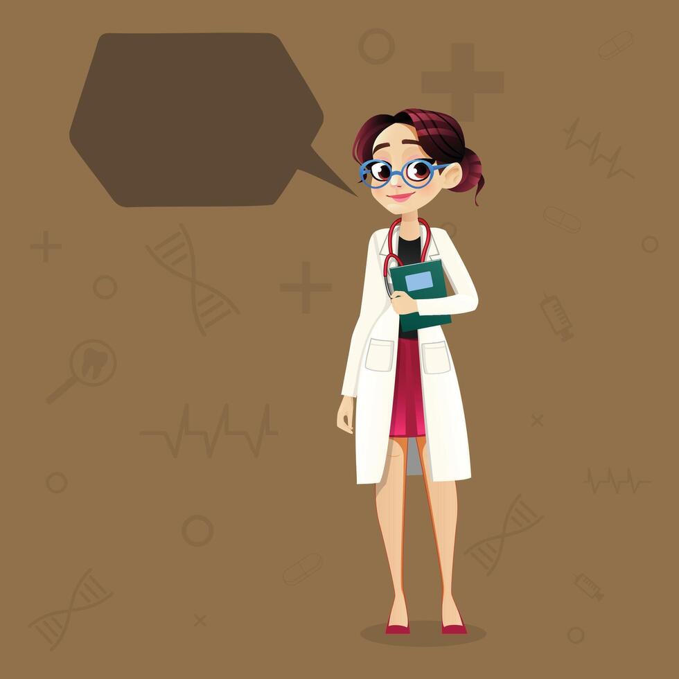 Doctor Girl standing poses with Stethoscope file Background vector