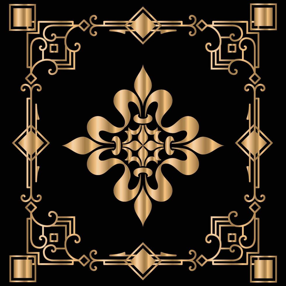 Gold Vintage Decorative Frame dark Background vector