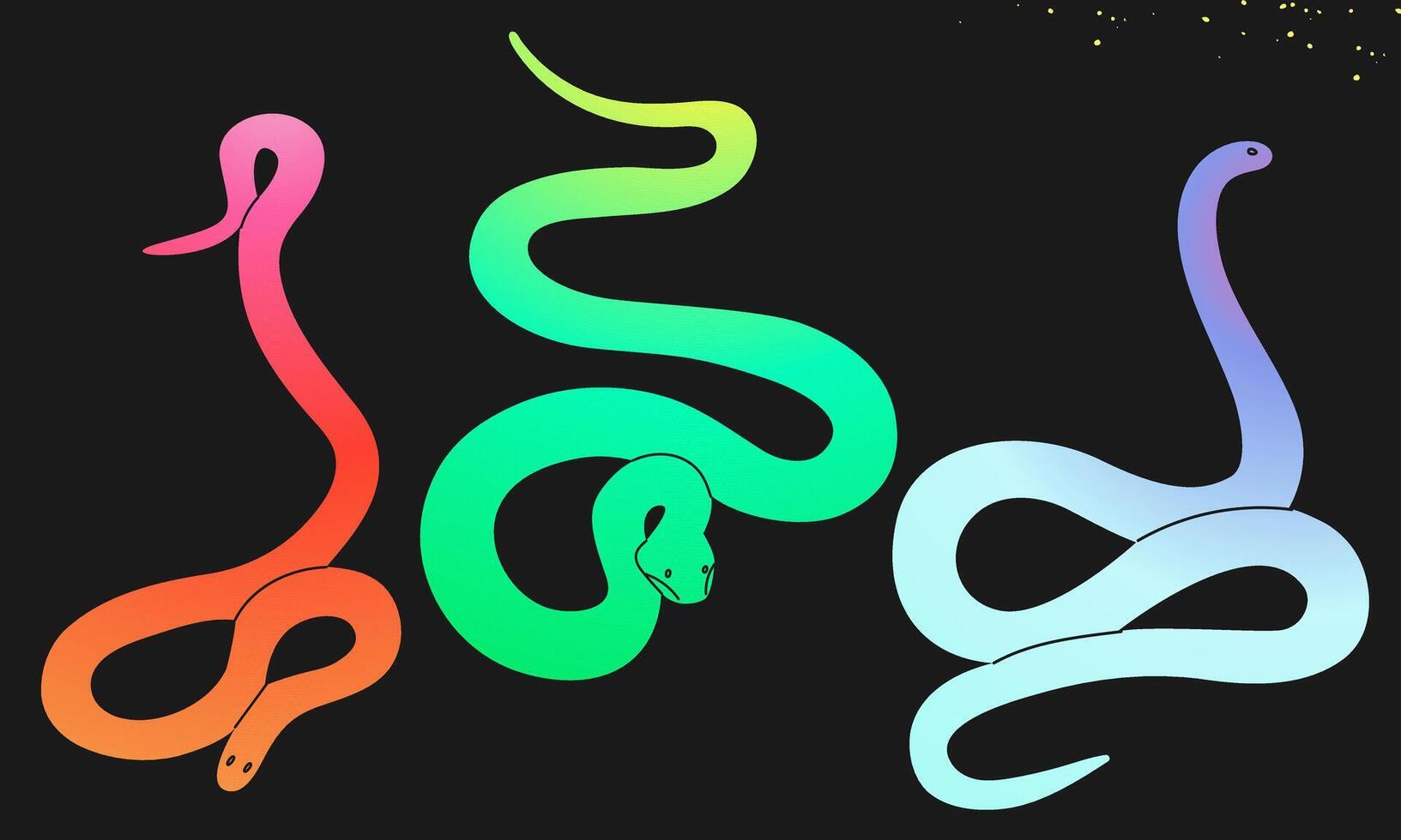 Snake set.Hand drawn gradient colored snakes collection.Chinese new year symbol.Year of the snake illustration for greeting card, sticker, background. Hand drawn trendy illustration EPS10 vector