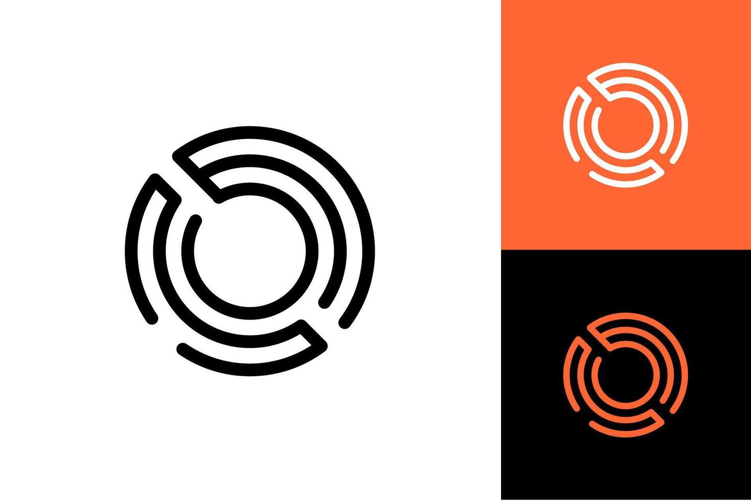 Round circle line icon logo pattern graphic vector