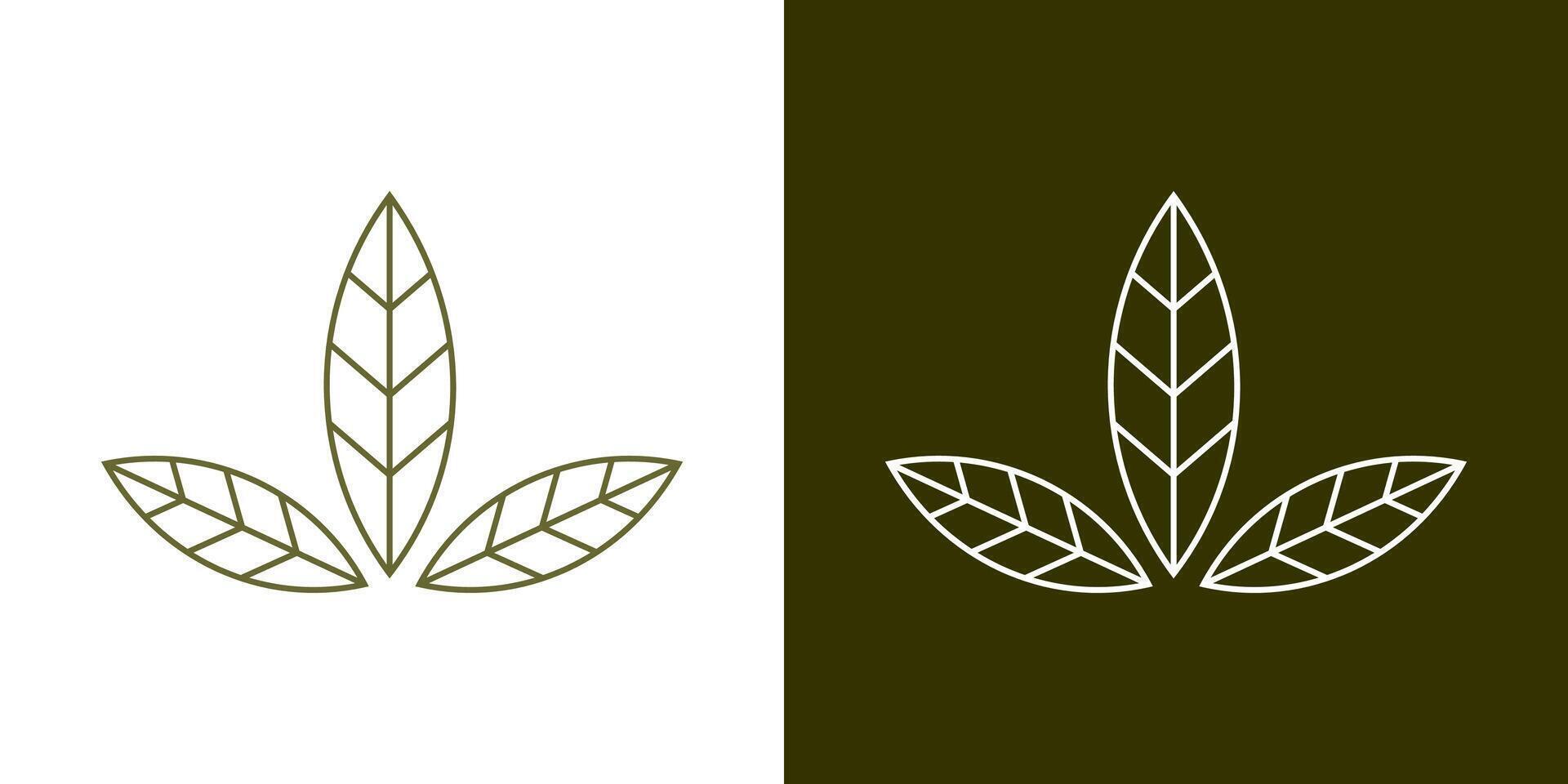 Leaves leaf icon line outline flat background design isolated vector