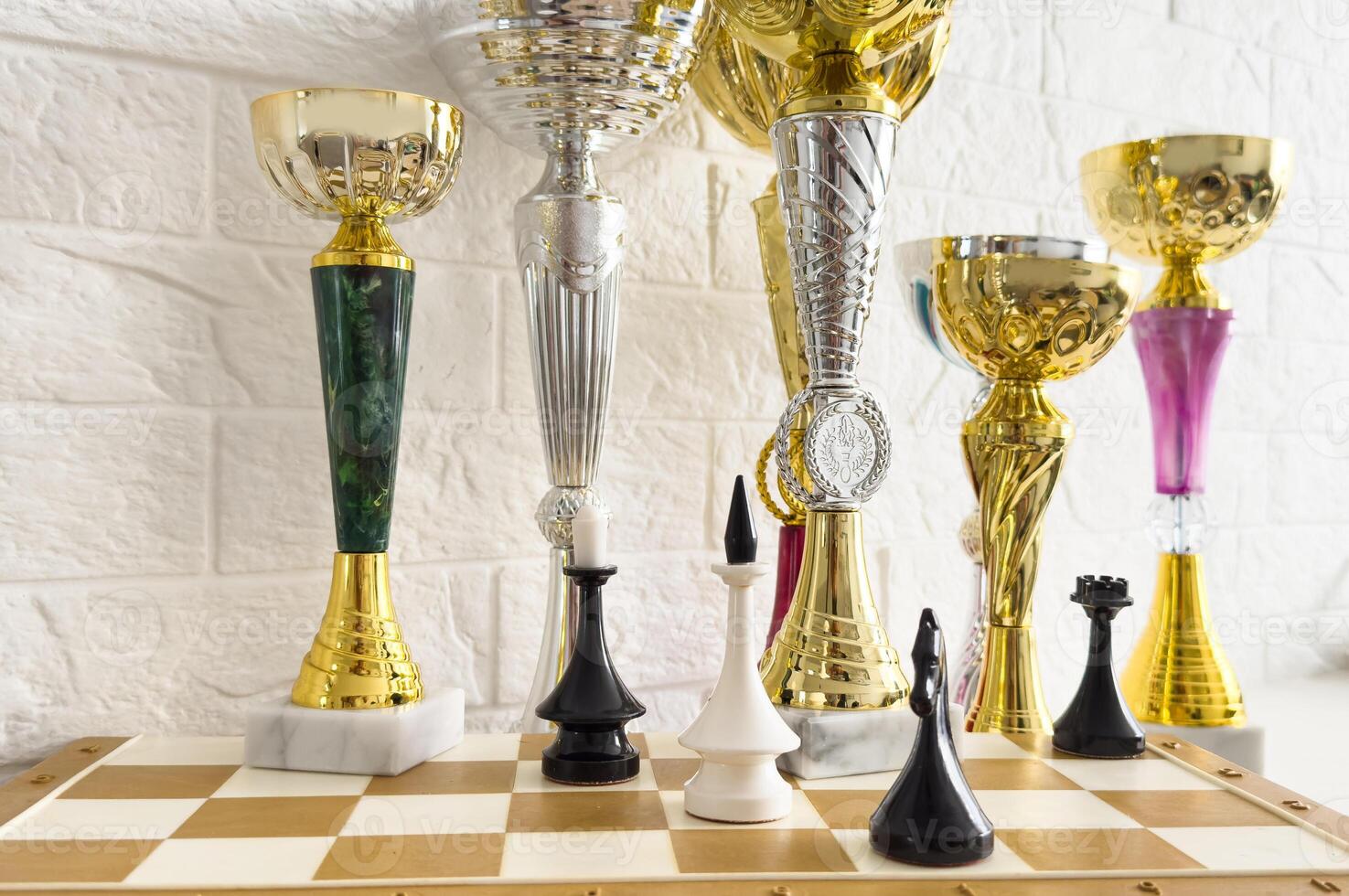 Chess cups from a chess tournament photo