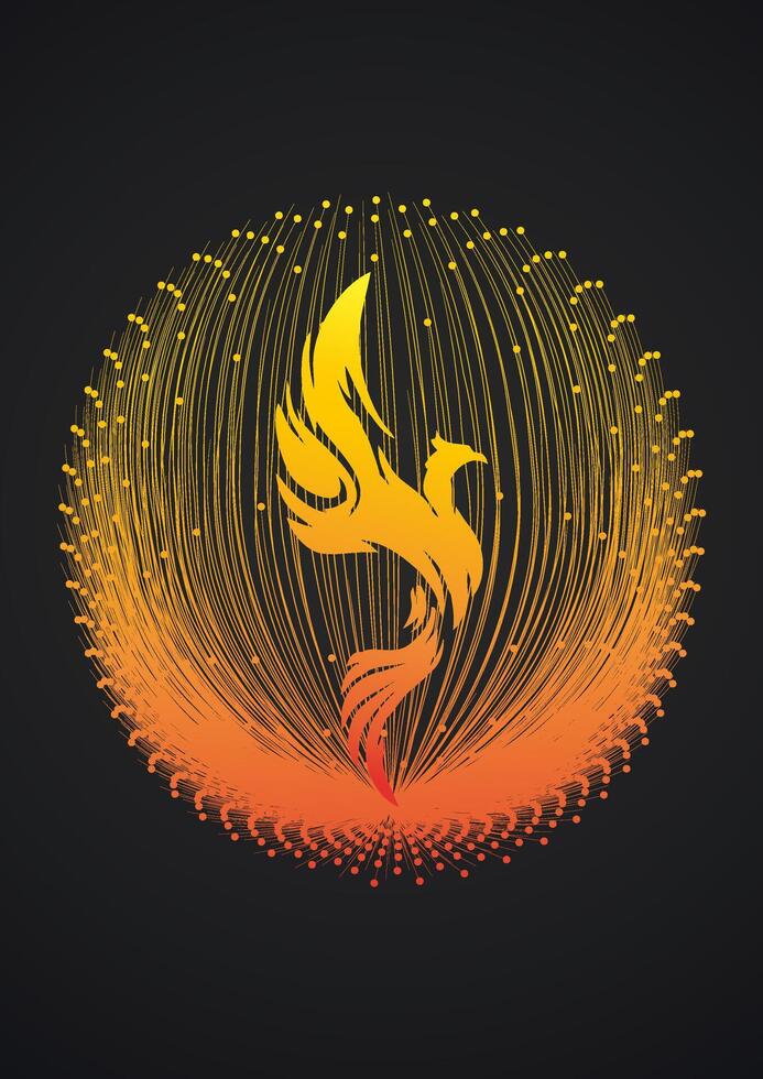 Abstract drawing of a bird in a symbolic fire vector