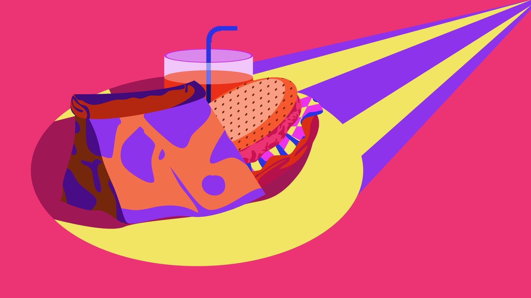 A fast food dish served in a futuristic pop style vector
