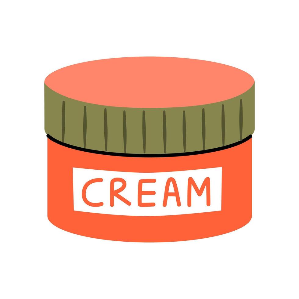 Cream in a coral container. Skin care product. Mock up cosmetic packaging design. Jar with cream isolated on a white background. vector