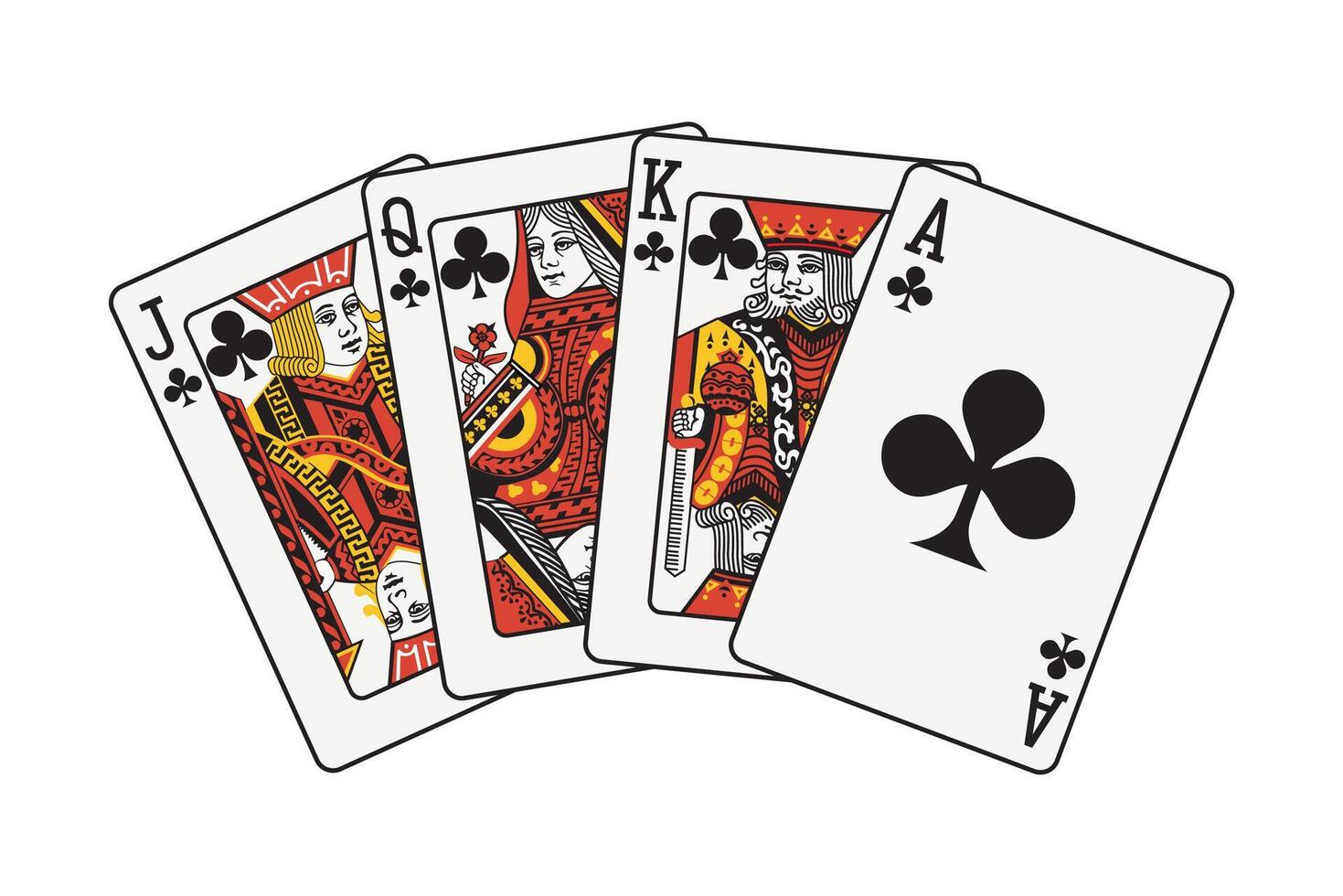 Various Playing cards. Poker cards combination. Hand drawn illustration vector