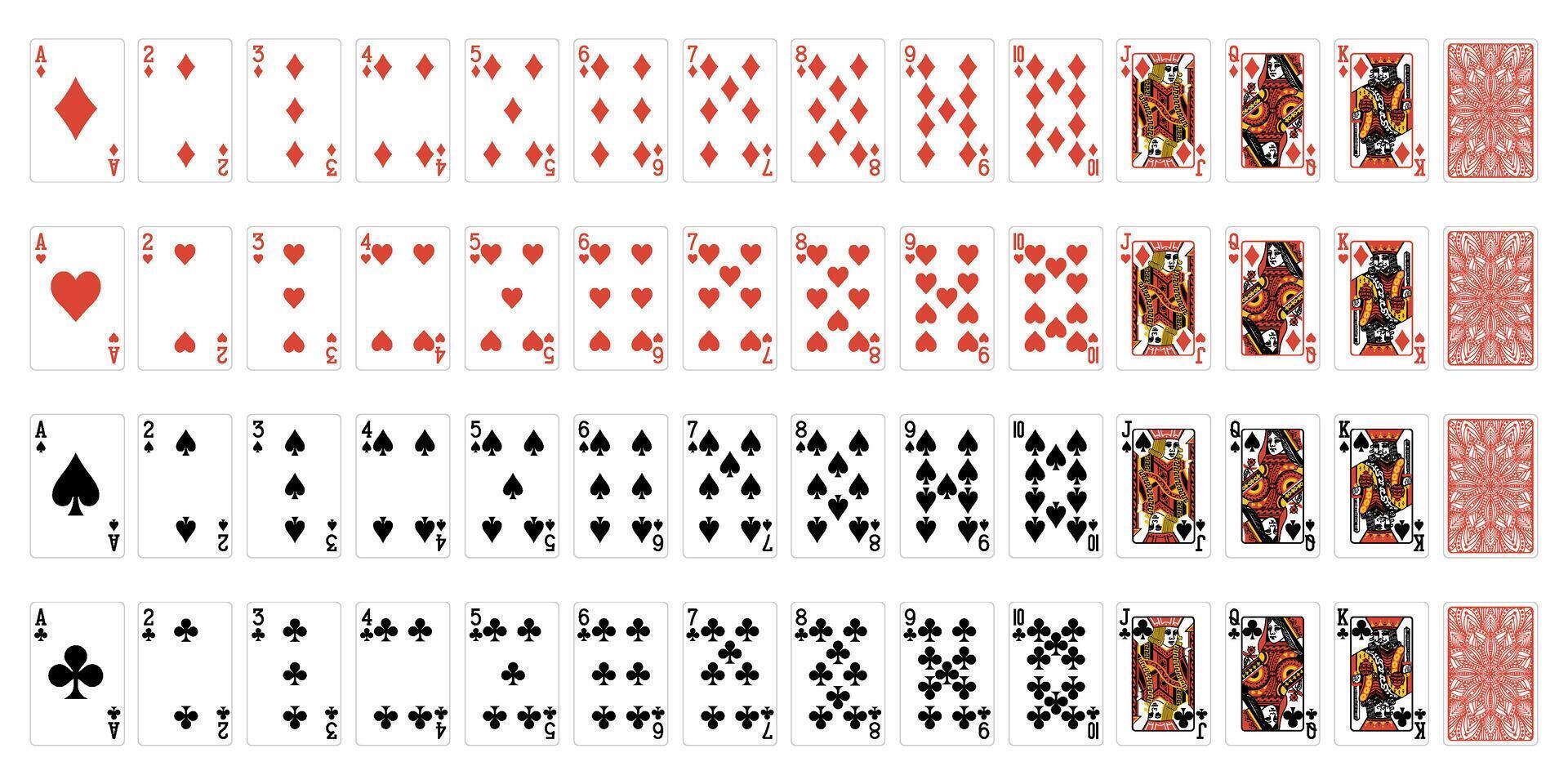 Set of poker cards with isolated on white background. Poker playing cards. full deck. vector