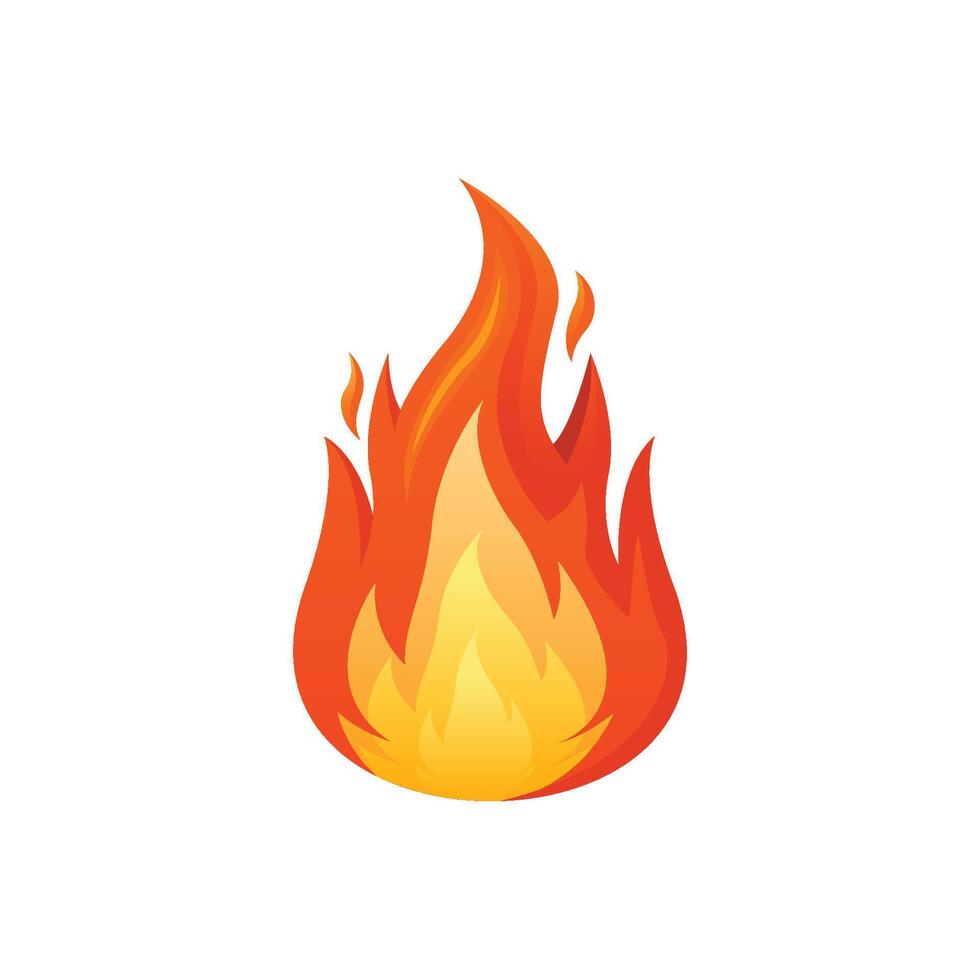 Illustration of realistic fire flame isolated on white background vector
