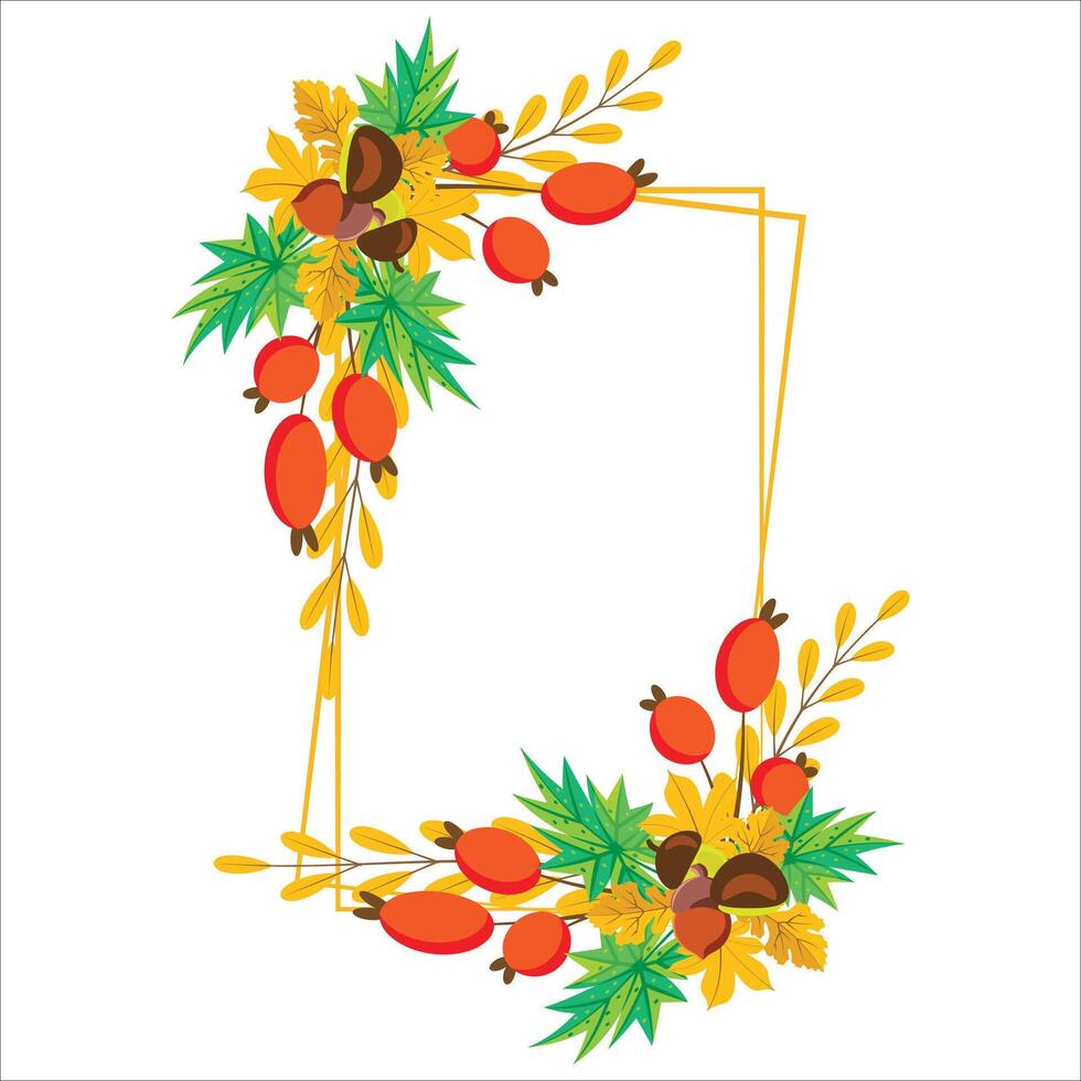 Thanksgiving, Autumn and Fall image Wreath illustration. vector