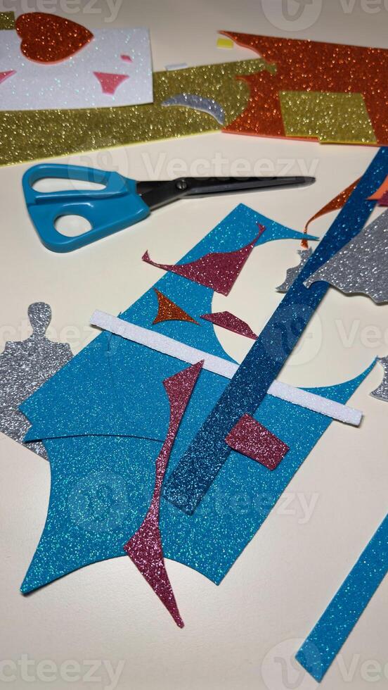 Hobby for home using foamiran with sparkles photo