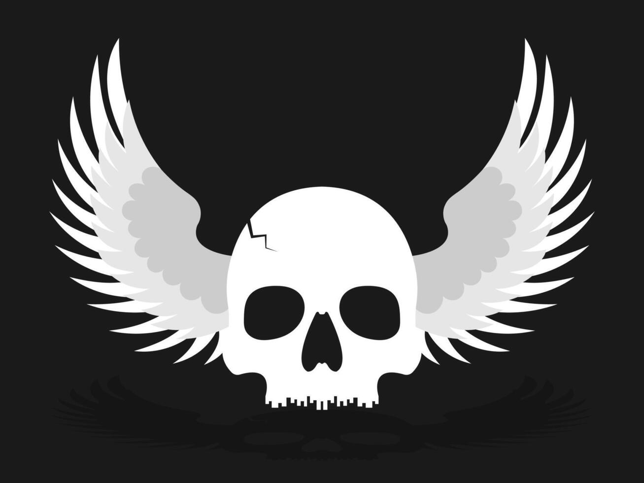 Skull with wings flat illustration vector