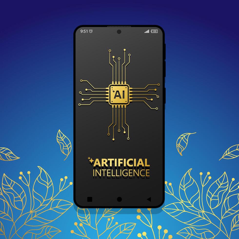 Ai Chip on mobile phone Ai technology, artificial mind, artificial Intelligence concept Ai processor vector