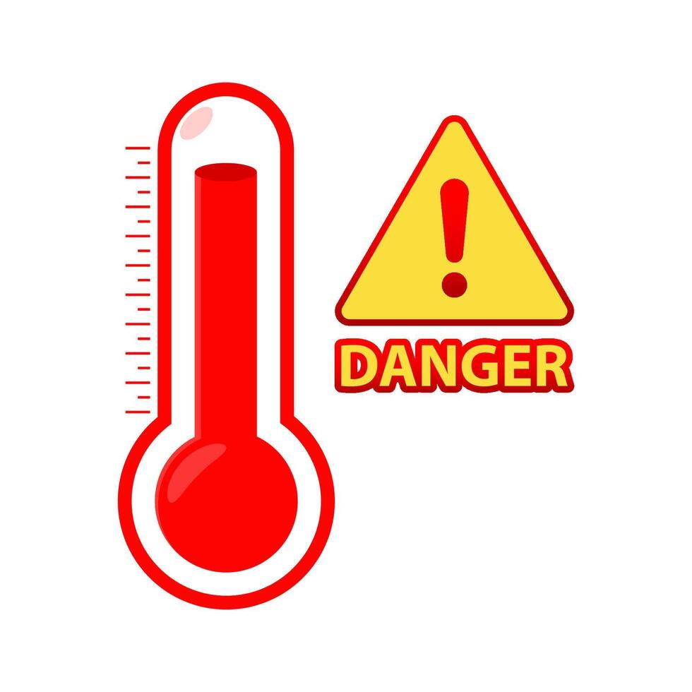 Thermometer, high temperature warning, Danger ,hot summer day, heatwave, climate change concept vector
