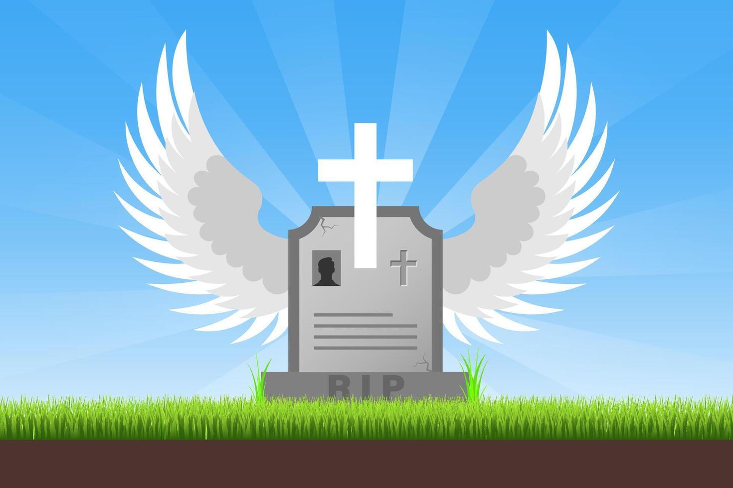 Gravestone with wings rest in peace vector