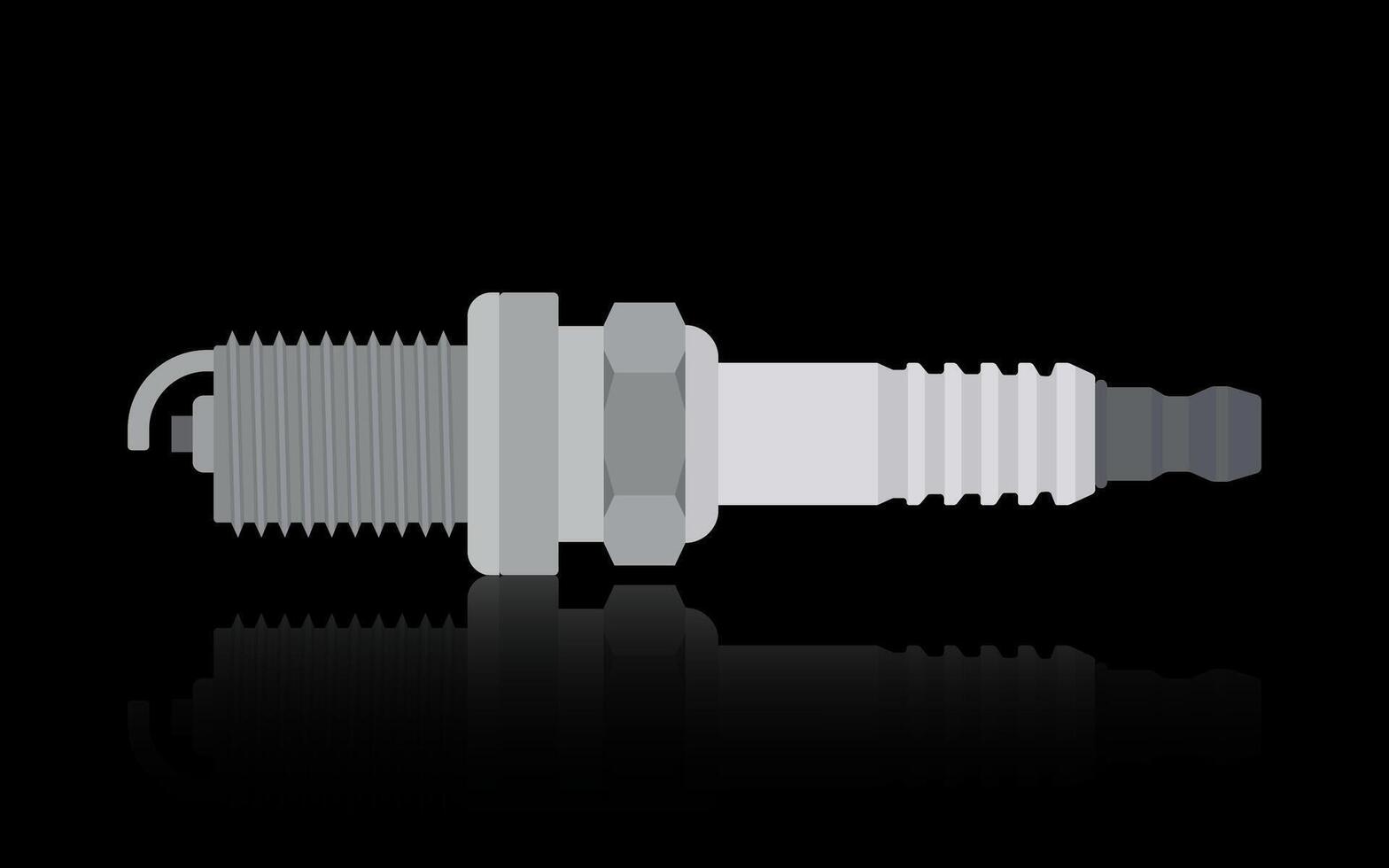 Spark plug for motorbike or car spare parts spark plug, flat cartoon illustration background, black vector