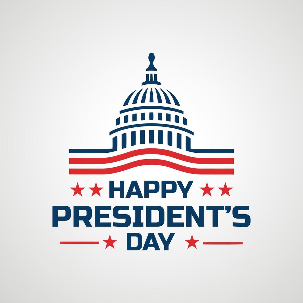 Presidents Day Background Template With White House, Flag, And City Silhouette vector