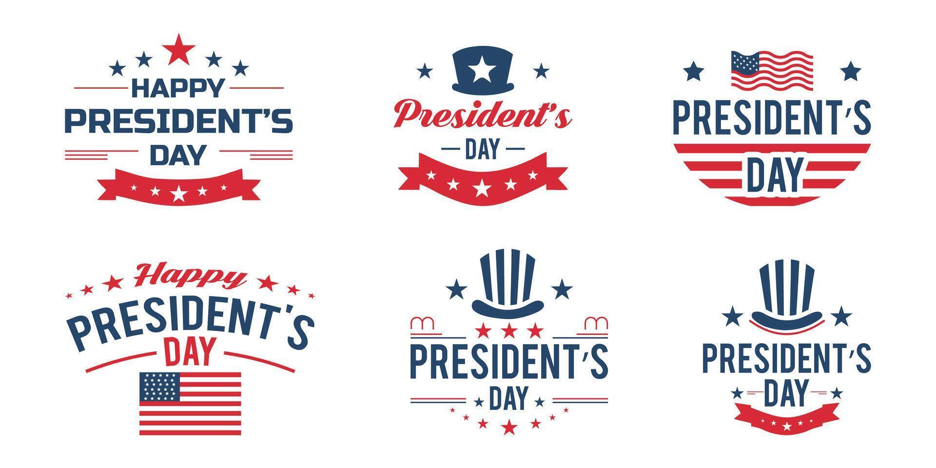 Set Of Happy Presidents Day Handwritten Phrases, Washington's Birthday Background vector