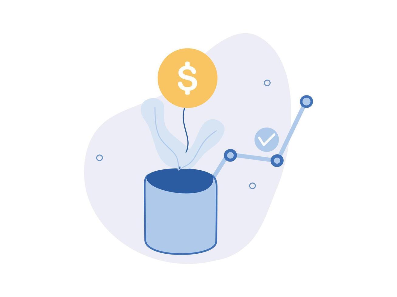 Illustration icon concept of a digital money transaction with the US currency, Dollar vector