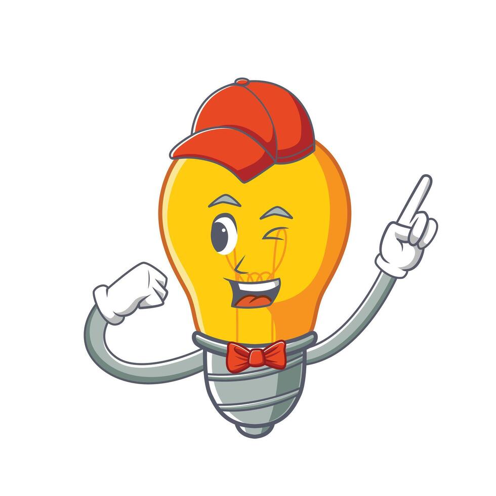 The light bulb mascot is in high spirits vector