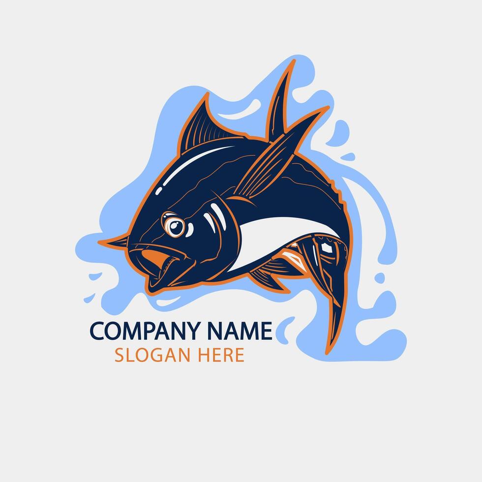 albacore fish logo design template vector