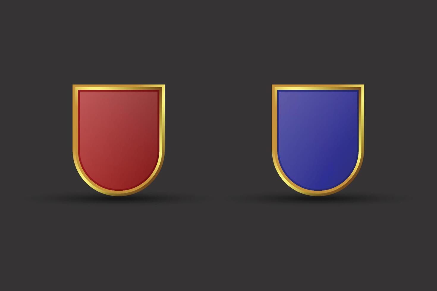 Blank shield badges with golden color for Protection symbol, Privacy logos, Security, Web protection, and Internet security design. Red and gold Luxurious badges and colorful metallic shields. vector
