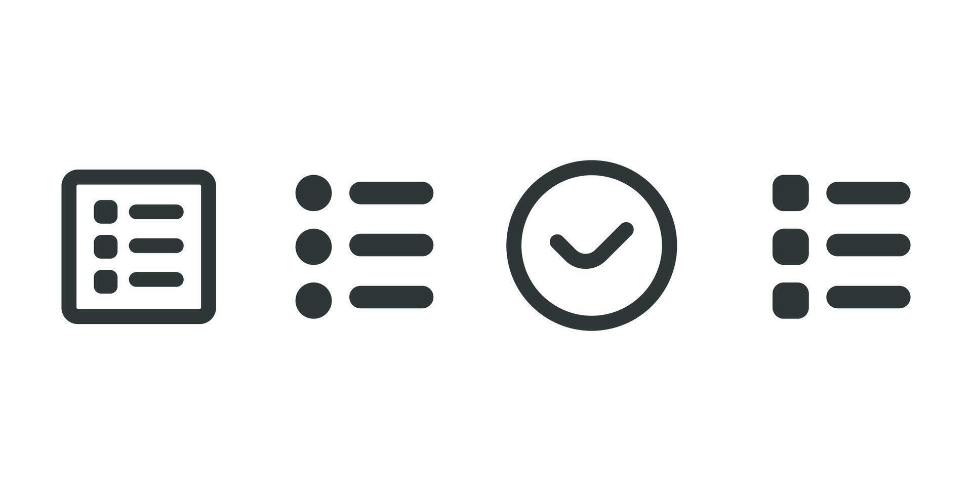 Check list icon in filled, thin line, outline, and stroke style. illustration of and black checklist icon designs can be used for mobile, UI, vector