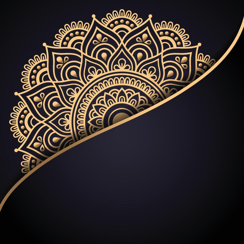 Seamless Gold Mandala Pattern on Dark vector