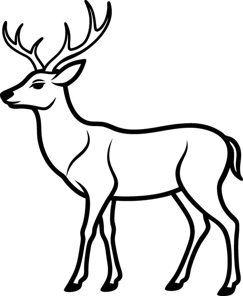 deer outline on white background vector